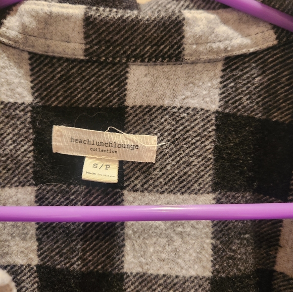 Offbrand Black/Gray Plaid Button Down Shirt, Size Small - Picture 4 of 5